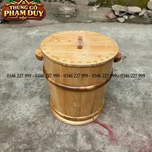 Thùng đựng gạo gỗ sồi Nga 10kg – Đẹp, chắc chắn, tiện dụng