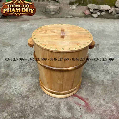 Thùng đựng gạo gỗ sồi Nga 10kg – Đẹp, chắc chắn, tiện dụng