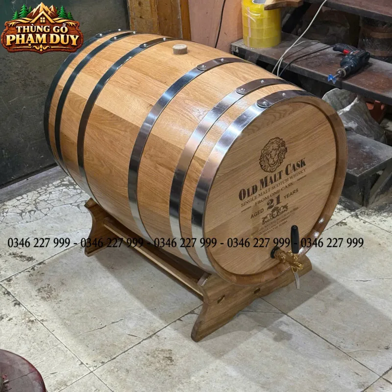 bình ngâm rượu gỗ sồi nga dáng nằm 100l