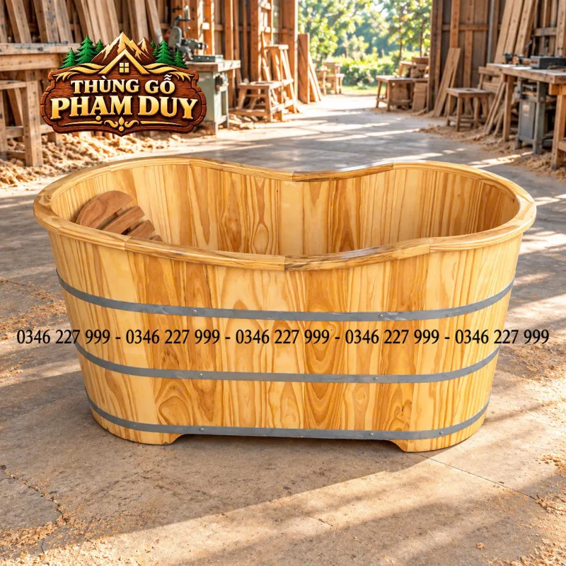 Các vòng đai kim loại được bố trí quanh thân bồn nhằm cố định hệ thống thanh gỗ và duy trì hình dáng trong quá trình sử dụng.