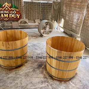 Bồn tắm gỗ Thông tròn