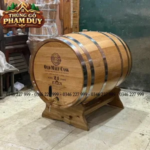 Thùng Đựng Rượu Gỗ Sồi Nga 100L Dáng Nằm Có Vòi Rót – Phạm Duy
