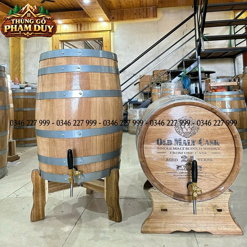 bình rượu gỗ sồi 100l dáng đứng và bình 100l dáng nằm