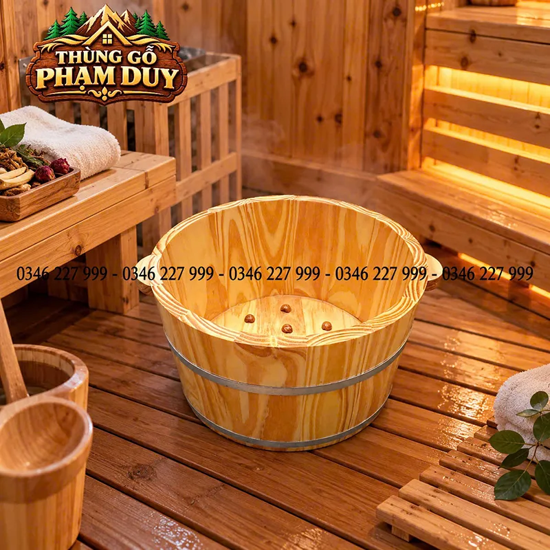 chậu ngâm chân gỗ thông