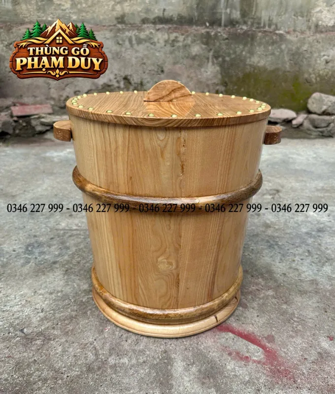 thùng gạo gỗ sồi cao cấp